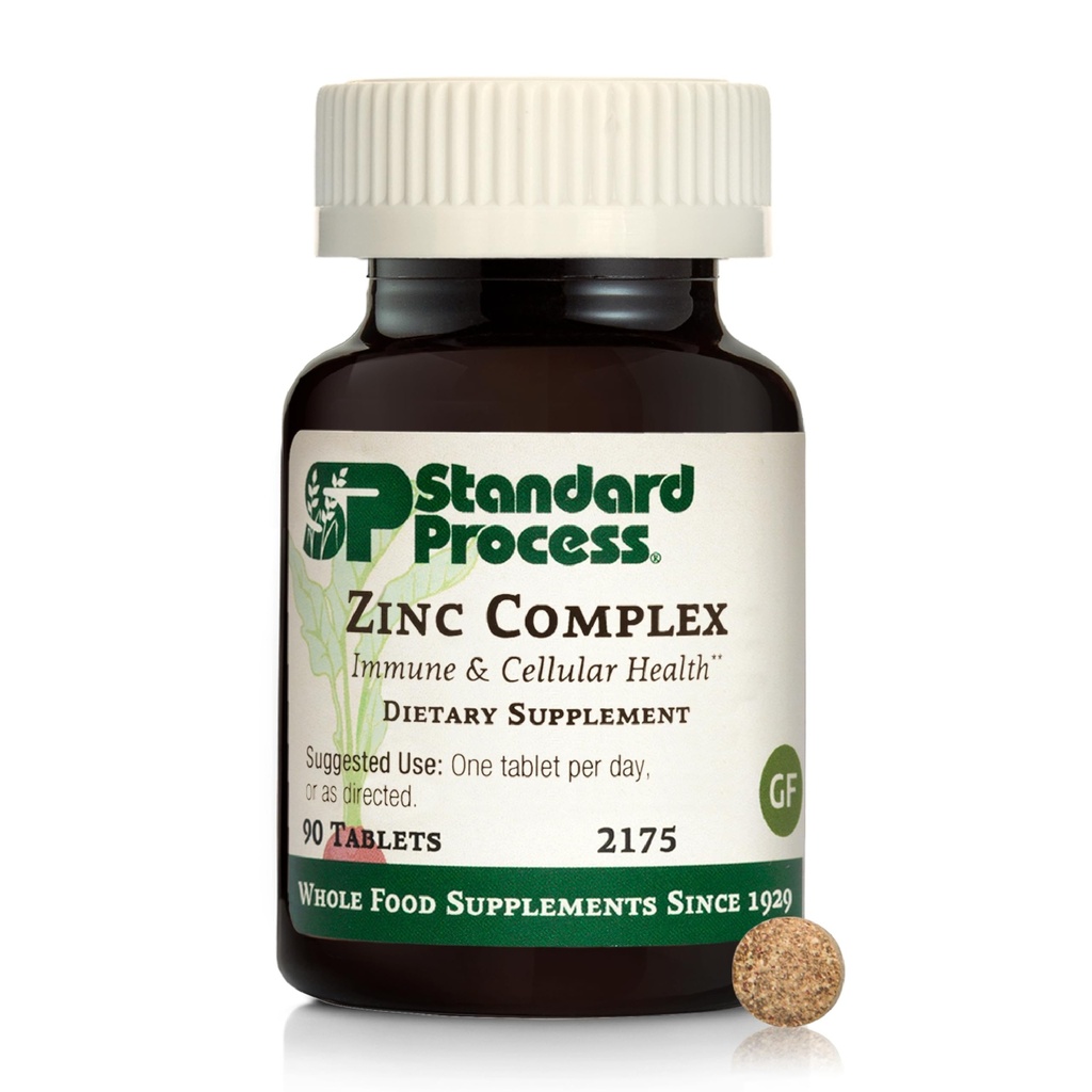 Standard Process Cynk Complex - Enzyme Function Support to Aid Normal Testes Function - Wsparcie dla immunologicznego zdrowia i energii komórkowej - Bezglutenowe, Non-Dairy & Non-Soy - 90 Tablets (90 Servings)