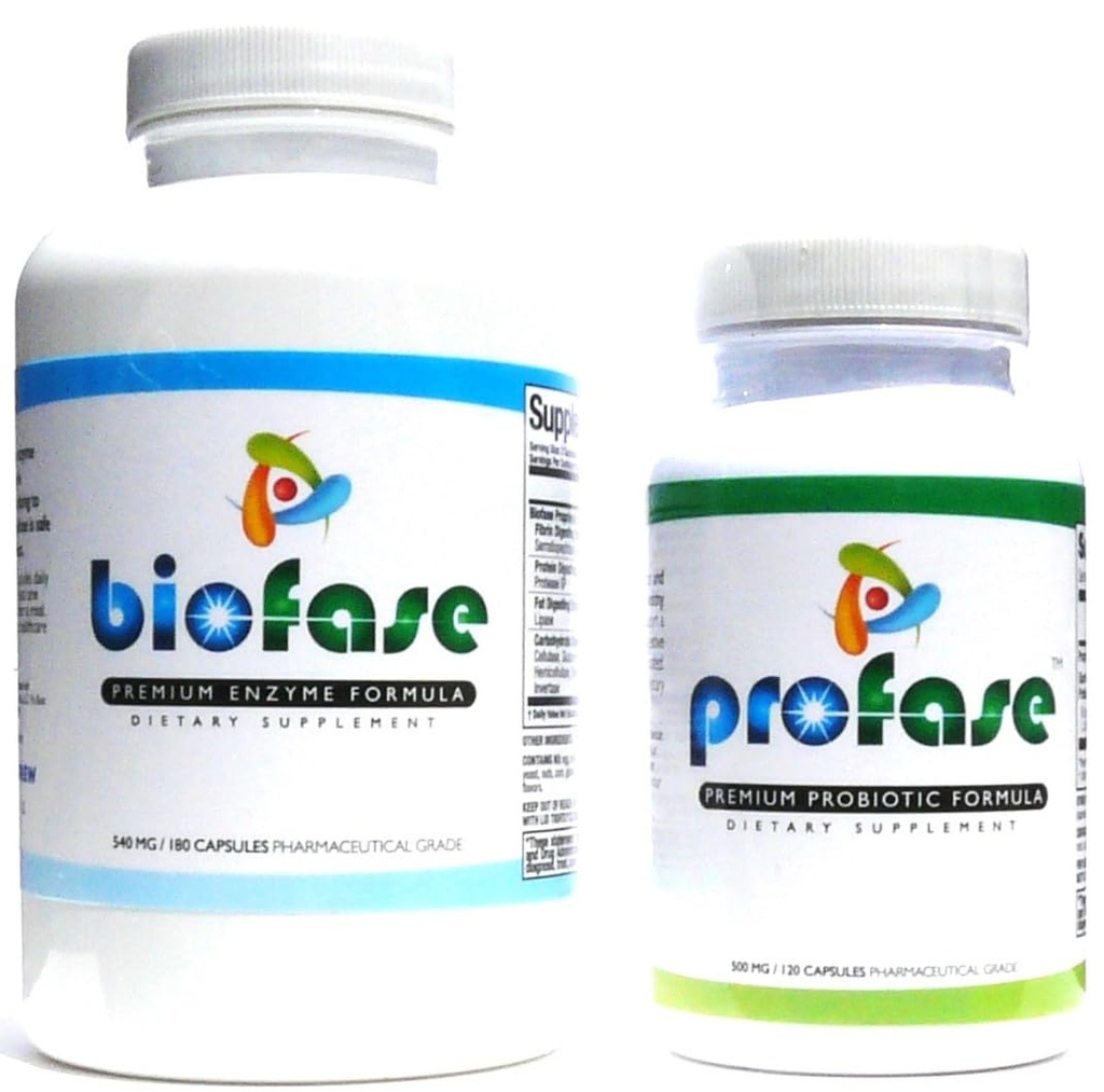 Biofase- Enzyme & Provase- Probiotic Kit - Biofilm Defense, Pomaga zdrowe trawienie i równowagi Flora - Duży zestaw