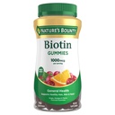 Nature 's Bounty Gummy Biotin, Suplement witaminy, Wspiera zdrowe włosy, Skóra i paznokcie, Gummie aromatyczne owoców, 1000 µg, 110 Hrabia
