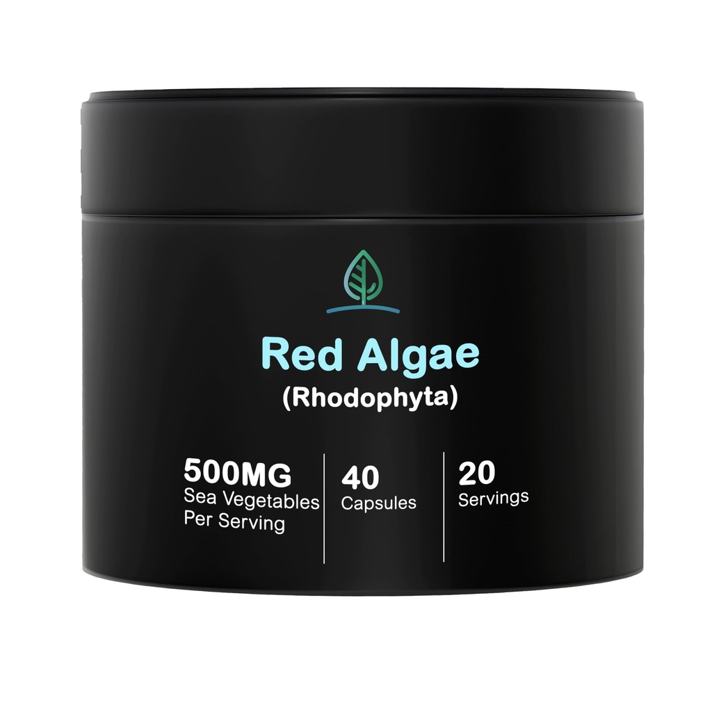 Holistic Bin Red Marine Algae Kapsułki Gigartina i Dumontiacea Red Algae Suplementy 124; Gluten Free, Vegan, Wild Harbedering 124; Bogaty w Vegan Omega 3 (40 Kapsułki)