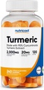 Nutricost Gummies Turmeric (240 Gummies) - Citrus Flavored, Made with 95% Curcuminoids, 120 Servings, Zawiera ekstrakt Ginger i Black Pepper, Wegetarianin, Non-GMO i Gluten Free