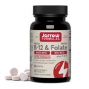 Jarrow Completas Methyl B- 12 & Methyl Folate - 60 tabletek do żucia, Cherry - Bioaktywna witamina B12 & B9 - Wspiera produkcję energii, Funkcję mózgu i Metabolizm - Bez glutenu - 60 Sług