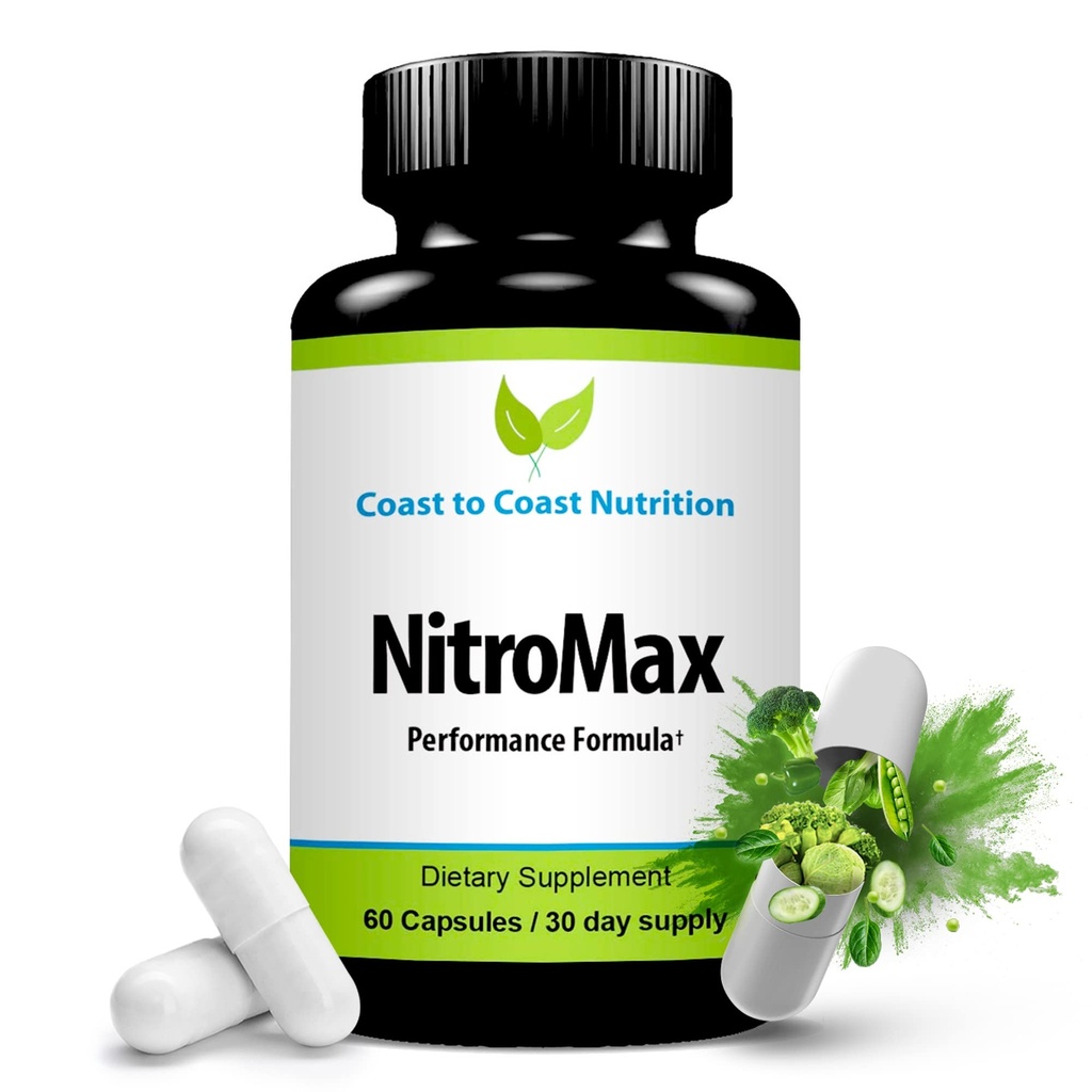 NitroMax Performance Formuła - L- Arginine Supplement Nitric Oxide Plus Citrulline, AKG, Beta Alanine - Build Muscle, Vascularity, Energy, Circulation - Workout Harder - 60 L- Argininy kapsułki