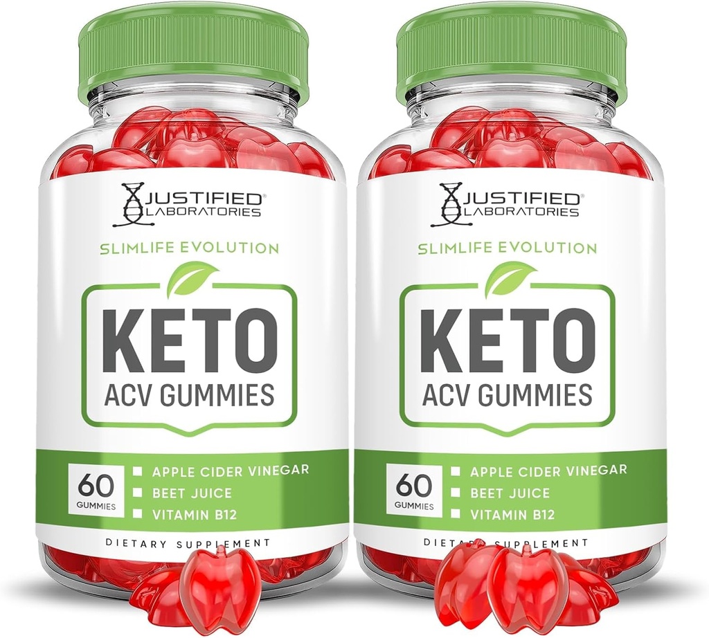 Uzasadnione laboratoria (2 opakowania Slimlife Evolution Keto ACV Gummies Slim Life1000MG Jabłko Cydr Octan Sok winogronowy Granat Sok buraczany Proszek B12 Wegan 120 Gummie