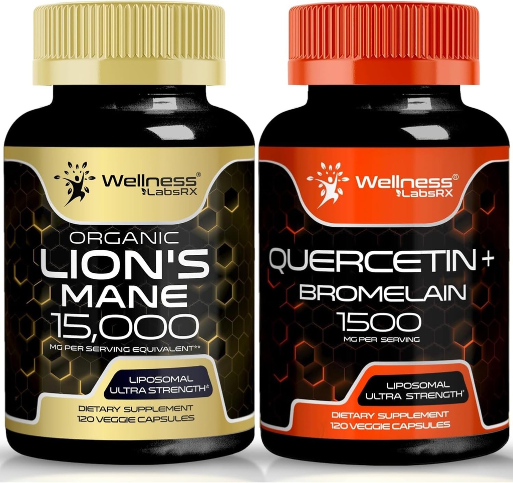 WELLNESS LABSRX Quercetin z bromelainem 124; Lions Mane kapsułki