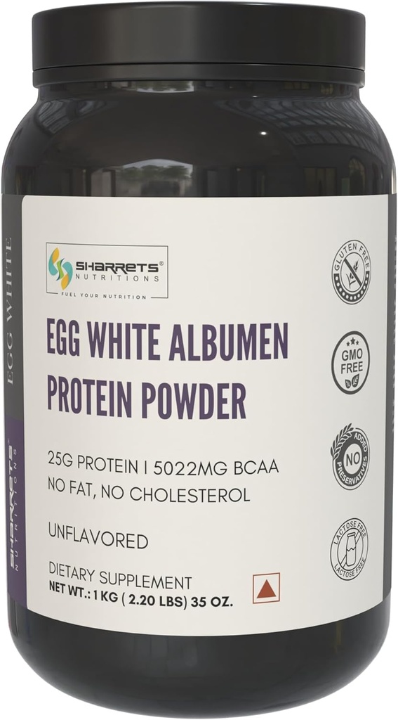 Białko jaja biały Albumen Proszek, 2,2 funtów Unflavored, Proszek białko dla kobiet Mężczyźni Dorośli Sportowcy Bodybuilding Początkujących Dzieci Rodzina, Halal Certified - Nie GMO, Gluten Dairy Free