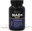 Ageless NAD + Suplementy dla kobiet i mężczyzn 124; 300 mg Nikotynamid Chlorek rybozydowy 124; Suplement dietetyczny dla anty-starzenia się 124; Wspomaga energię, Focus, Stamina, Metabolizm tłuszczu i funkcje kognitywne - 90 Kapsułki