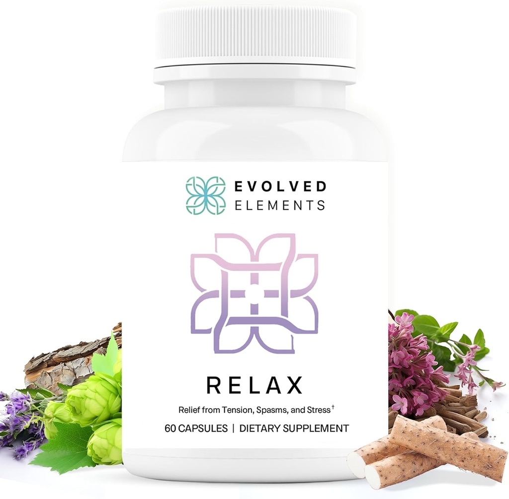 All- Natural Muscle Relaxer: 124; 60 Kapsułki: 124; Relief skurczowy z magnezem, Kwiat Pasji i Valerian Root: 124; Releases Muscle Spasms, Tension, and Promotes Calmness