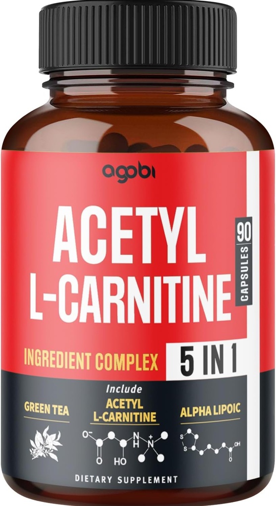 Acetyl L- Karnityna Suplement - 2600mg 3 Miesiące - Mieszane z kwasem lipidowym alfa, zielona herbata, Zielona Fasola kawy i ketony malinowe - Memory & Brain Health Support, Non-GMO - 90 Kapsułki wegetariańskie
