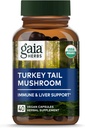 Gaia Herbs Turcja Grzyb ogonowy - Suplement wsparcia immunologicznego, aby pomóc utrzymać zdrowie wątroby - z organicznej Turcji Grzyb ogonowy Fruiting Body Extract - 40 Kapsułki wegańskie