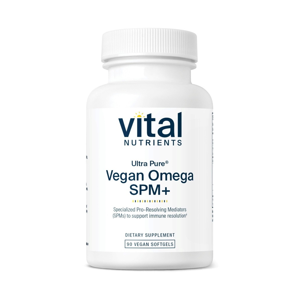 Vital Nutrivents Ultra Pure ® Vegan Omega SPM + XI124; Vegan Specialised Pro- Resoluting Mediators (SPM) Omega-3 Supplement Equipment 124; Minor Joint Discomfort Relief * XI124; Gluten, Dairy, Soy Free, Non-GMO Equi124; 90 Mini Softgels