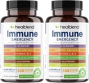 Evinide 10 in 1 Immune Supplement Booster z Elderberry, Cynk, Echinacea, Turmeric, Lactobacillus Acidophilus, dla dorosłych (2 opakowania)