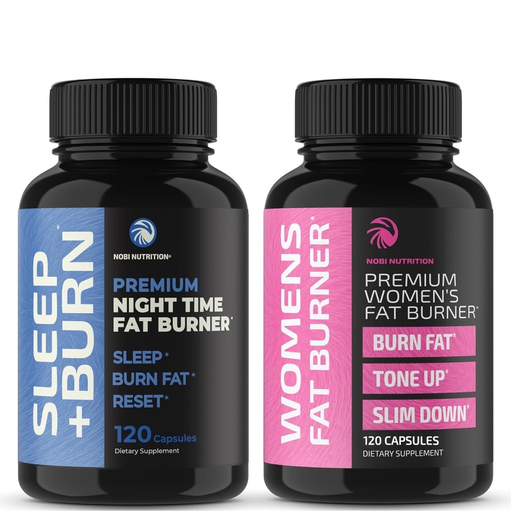 Nobi Nutrition Day i Night Time Fat Burner Bundle dla kobiet 124; 24 / 7 Utrata masy ciała z termogeniczne ketony malinowe 124; Apetite Suppressant, Metabolity Booster, i Belly Fat Reducer 124; 120 Licz każdy