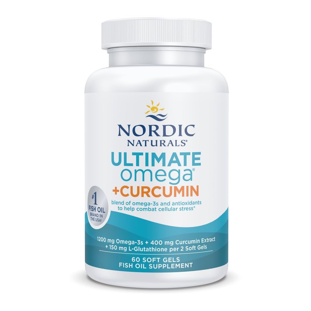 Nordic Naturals Omega Curcumin, Lemon - 60 Soft żele - 1200 mg Omega-3 + 400 mg Zoptymalizowana kurkumina - Zwalczanie Stwardnienia komórkowego - Non-GMO - 30 Służenie
