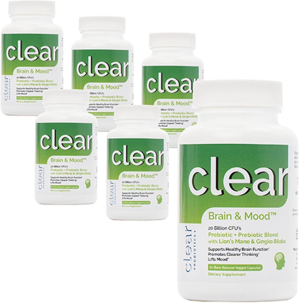 Suplement mózgu do pamięci, Mgła mózgu, Focus, Nastrojenie i Koncentracja & Funkcja - Lwa grzywa Supercharged z Ginkgo Biloba & Dwa struny probiotyczne (360 Count - 6 Month Supply)