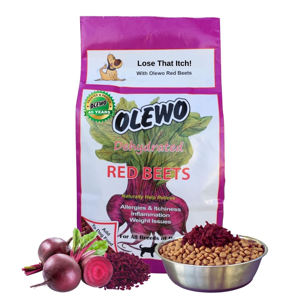 Olewo Original Red Beets for Dogs - Natural Anti Itch for Dogs, Dog Food Topper, Immune, Cleansing, Skin & Coat Support, Odwodniony cały Food Dog Multivitamine, Fiber for Dogs, 1 lb