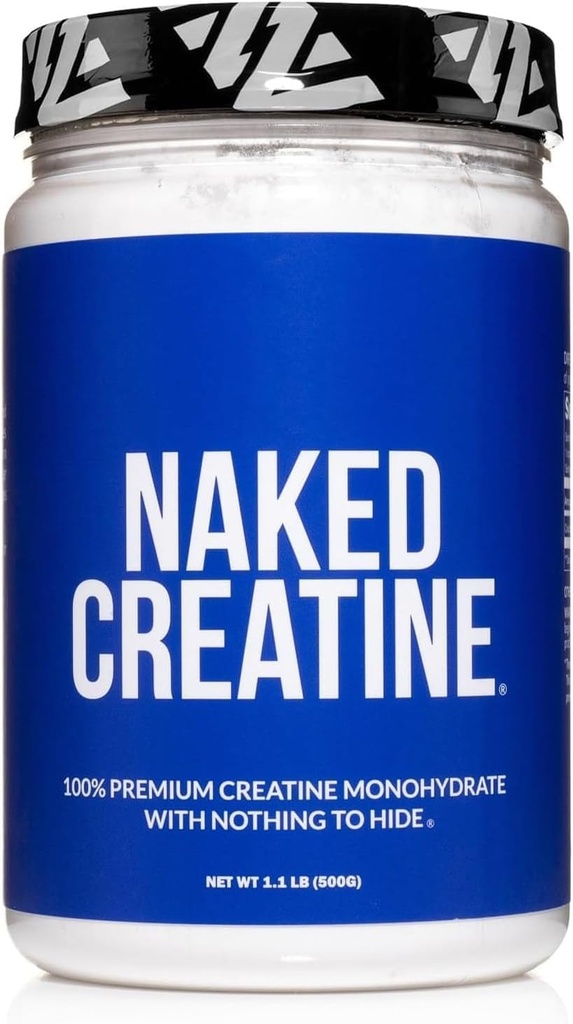 NAKED Czysty mikronizowany jednowodny proszek kredowy - Unflavored, 500g, 1,1lb luzem - wegan, Non-GMO, Gluten- Free, Soy- Free, No Fillers, Wspiera wzrost mięśni i siłę - 100 Sługi