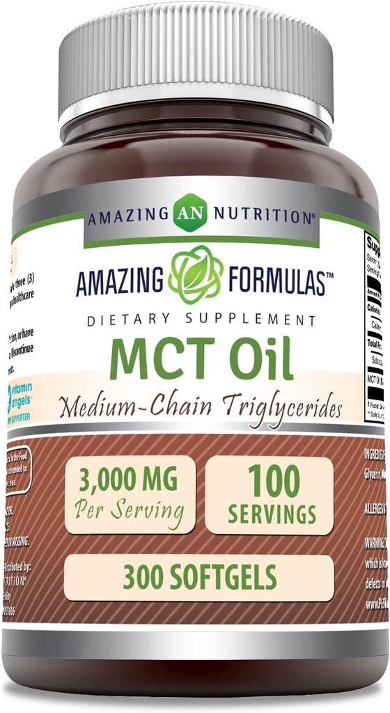 Amazing Building MCT Oil Supplement Equipment 124; 1000 Mg per Serving Equipment 124; Softgels Equipment 124; Non-GMO Equipment 124; Gluten- Free Equipment 124; Made in USA (1 Pack, 300 Count)