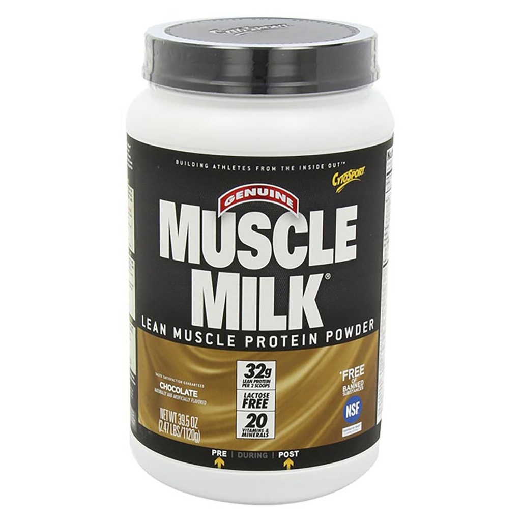 Mięśnie Mleko Genuine Protein Powder, Czekolada, 2.47 Funt, 16 Służenie, 32g Białko, 3g Cukier, Wapnia, Witaminy A, C & D, NSF Certified for Sport, Energizing Snack, Packaging May Vary