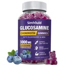 Glukozamina Gummie Chondroitin - 3000MG Dodatkowa Siła Joint Support Supplement with MSM & Elderberry, Elastyczność, Gummy przeciwutleniające immunologiczne dla dorosłych, mężczyzn i kobiet