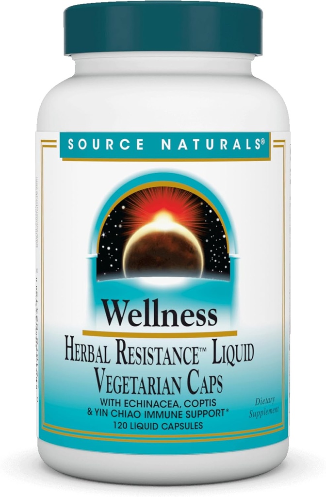 Źródło Naturals Wellness Herbal Resistance - Echinacea, Coptis & Yin Chiao Immune Support * - 120 kapsułki