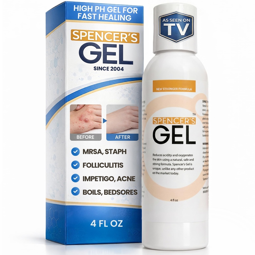 Formuła Gel Alkaline Spencer (4 oz) Od 2004 The Only High- pH Solution for Stubborn Skin Issues (Wrzodki, Wrzodki, Wrzodzenia, rany ciśnieniowe, itp.) Non- Stinging, Fast- Acting