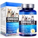 Omega-3 Olej rybny dla psów, Omega 3 Olej rybny z EPA i DHA wspiera psy Sezonowe alergie Relief, zwiększa funkcję immunologiczną, Itch skóry Relief & Promowanie zdrowia Coat, Suplementy dla zwierząt - 120 miękkie żele