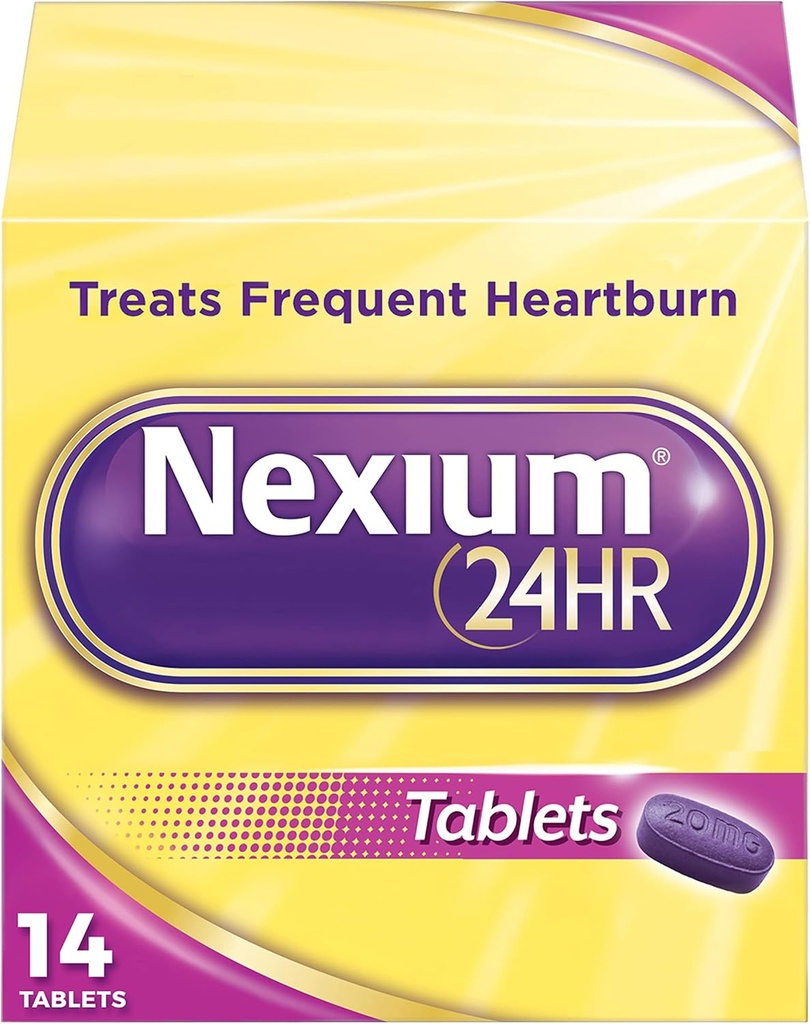 Nexium 24HR Opóźnione zwolnienie Heartburn Relief Tablets, Esomeprazol Magnezu Acid Reducer, 20 mg, 14 Count