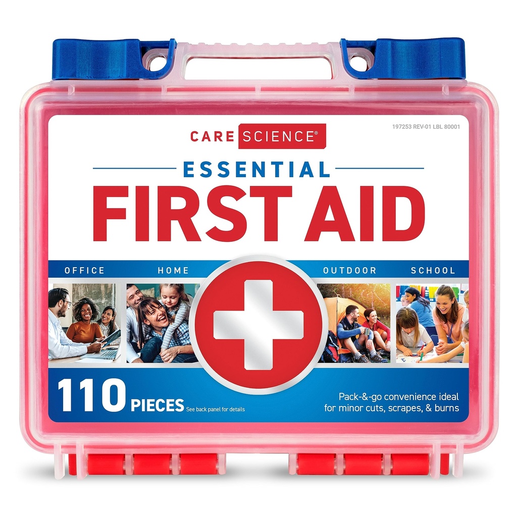 Care Science First Aid Kit, 110 Kawałki 124; Profesjonalne wykorzystanie do podróży, Praca, Szkoła, Dom, Samochód, Emergency, Survival, Camping, Turystyka i więcej
