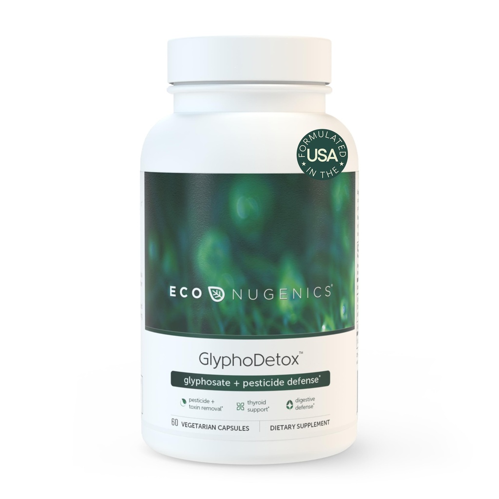 EcoNugenics GlyphoDetox Supplement - Bezpiecznie usunąć pestycydy i toksyny rolne - Detox Formuła w / Kelp, Citrus Pectin, Algimate, Glicyna - dla mężczyzn i kobiet - 60 Kapsułki