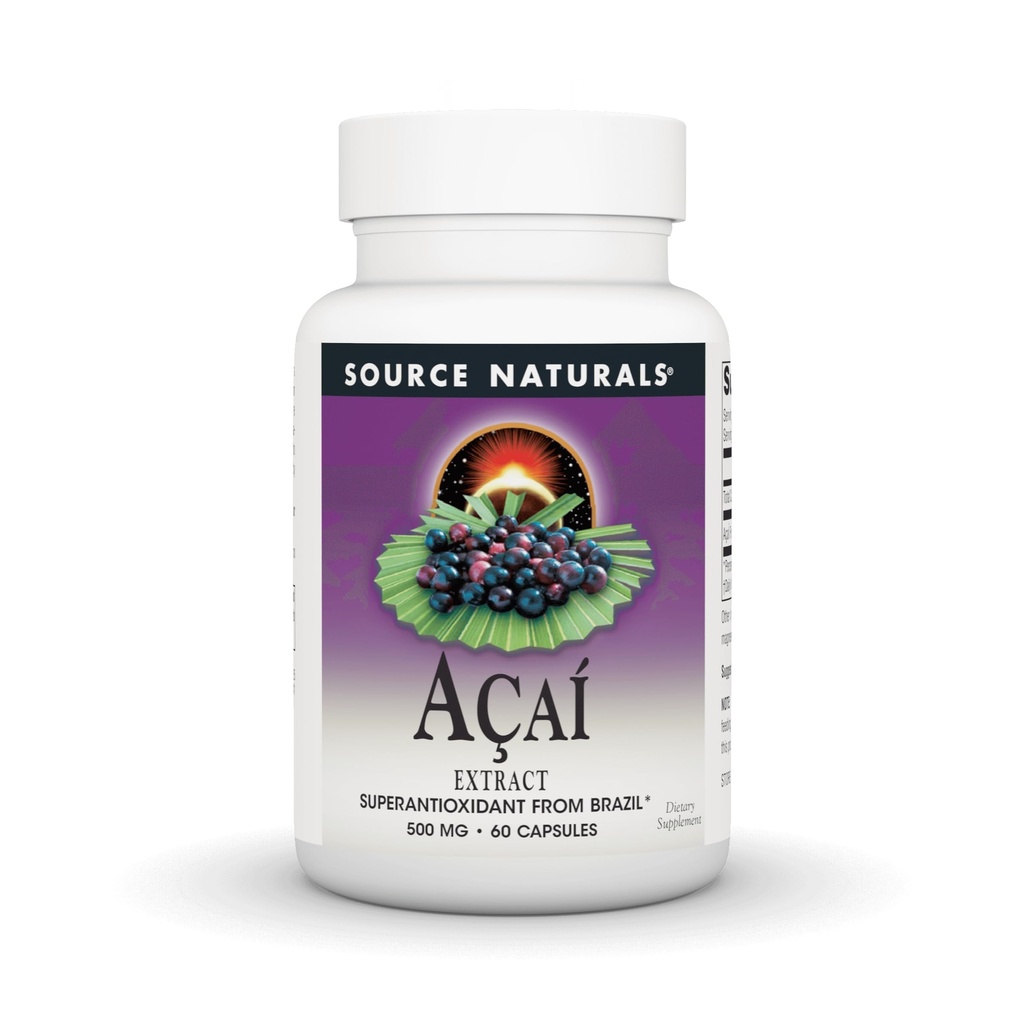 Źródło Naturals Acai Extract, Superantyoksydant z Brazylii * - 500 Mg - 60 kapsułek