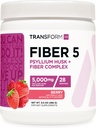 TransformHQ Fiber 5 Pzyllium Husk Complex Powder (Berry Flavor) (28 Servings) - 5 000 mg Psyllium Husk per Serving - Zdrowie trawienne, Suplement naturalny, Mieszanka Fiber roślin rozpuszczalnych