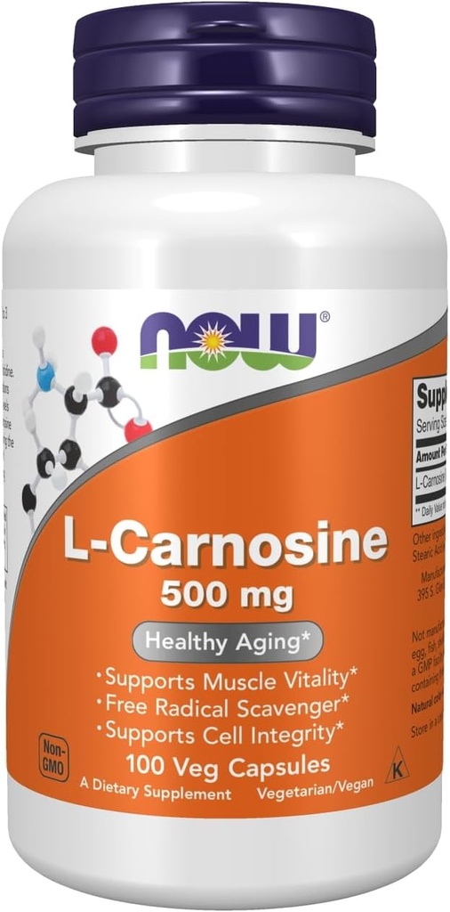 L- Carnosine 500 mg 100 VegiCaps (opakowanie zawierające 2 tabletki)