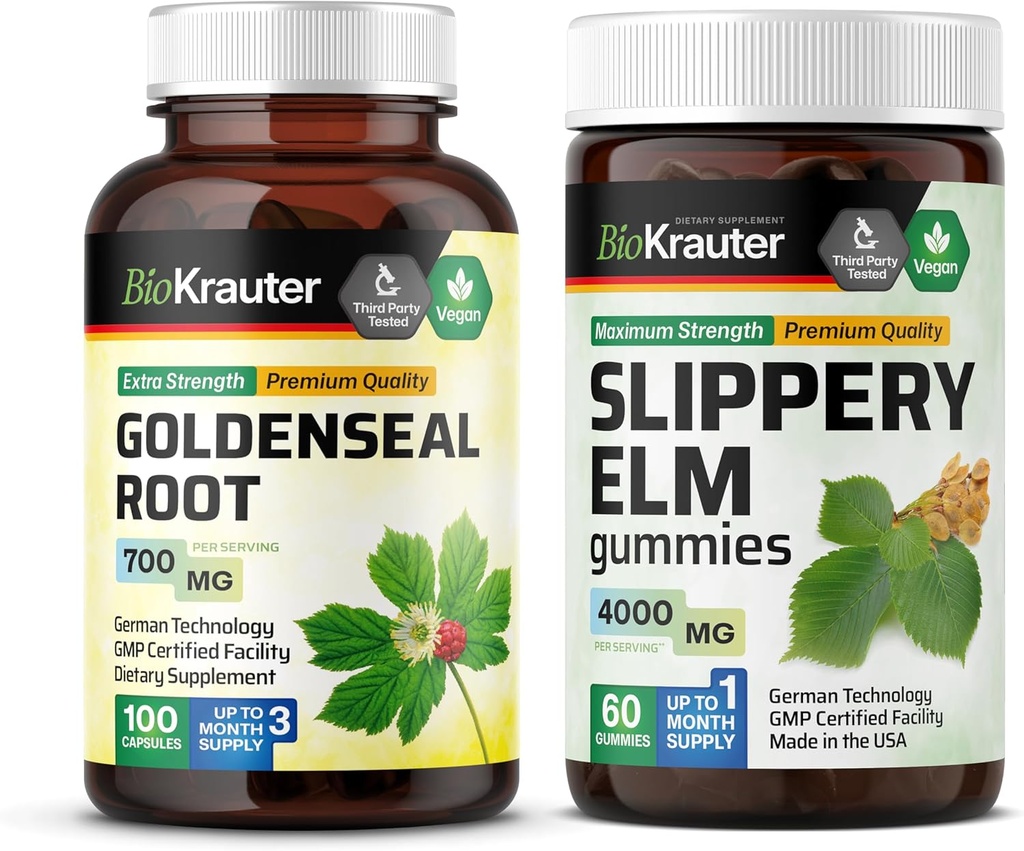 BIO KRAUTER Goldenseal 100 Kapsułki i śliska Elm 60 Gumiaki