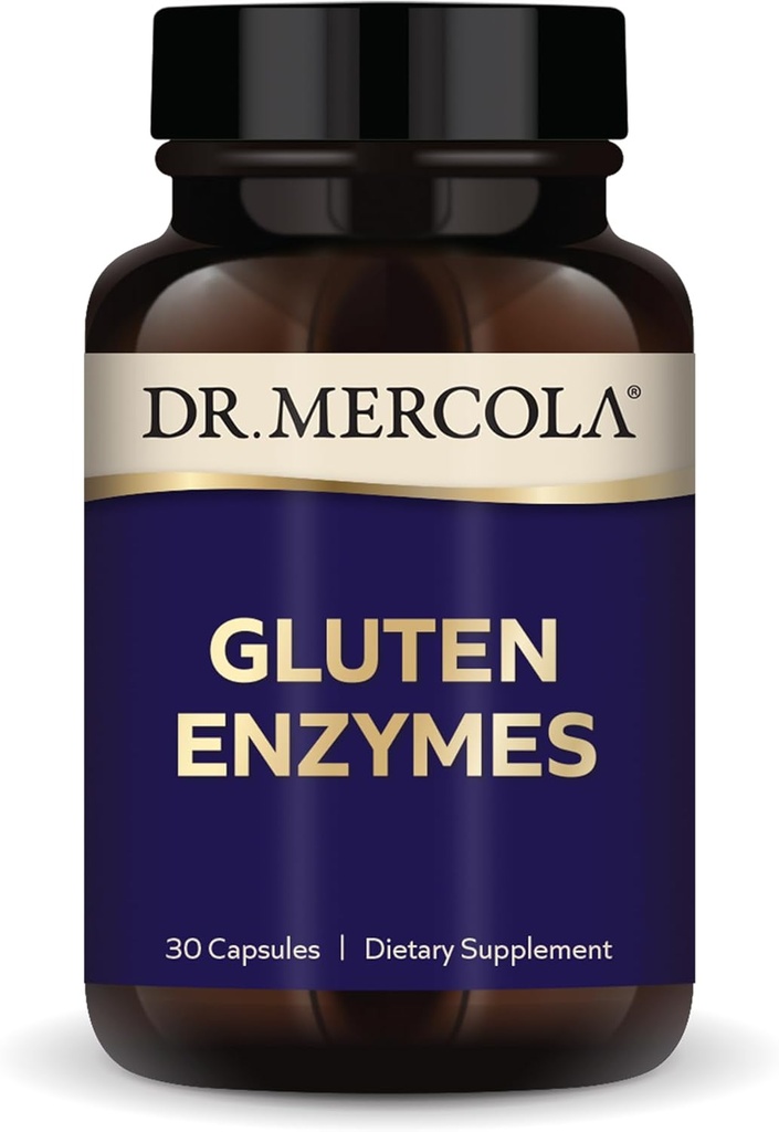 Dr. Mercola Gluten Enzymy, 30 Kapsułki, Non-GMO, Gluten Free, Soy Free