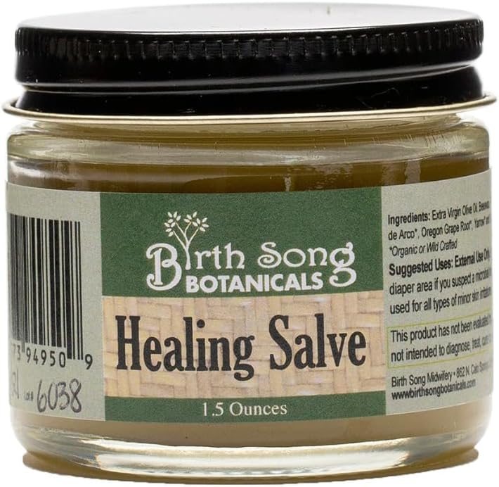 Narodziny Pieśń Botaniczne Ziołowe Salwa Uzdrawiająca Maść pierwszej pomocy, Ziołowe Rozdrażnienia skóry Salve, 1.5oz Jar