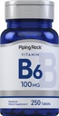 Pining Rock Witamina B- 6 100mg Suplement Biodegradowa124; 250 Tabletki 124; jako Pyridoxine Hydrochlorki 124; Non-GMO & Wegeteran Formuła