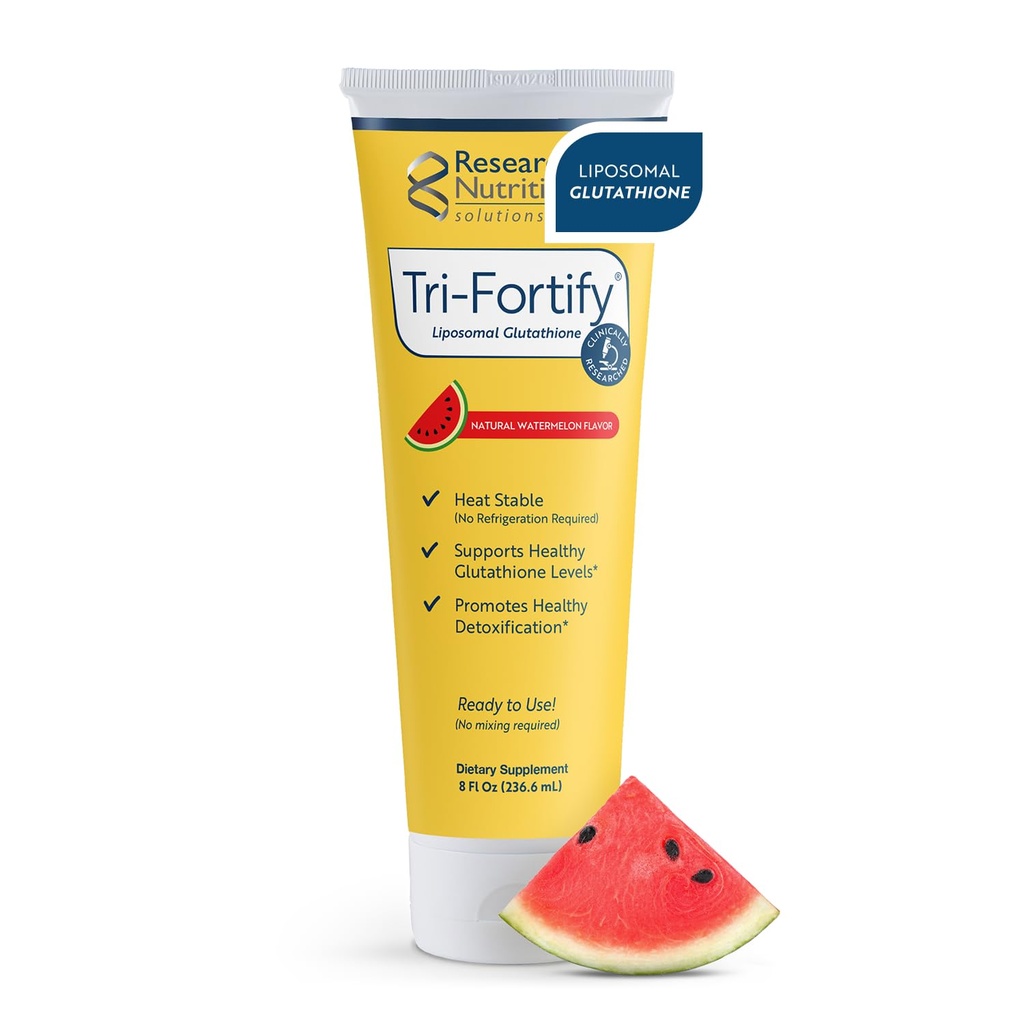 Badane Nutritonals Tri- Fortify Liposomal Glutathione Suplement Płynny żel - Klinicznie zbadane Detox i wsparcie układu immunologicznego, Przeciwutleniacz - Superior Absorption - Arbuz, 8 Fl Oz