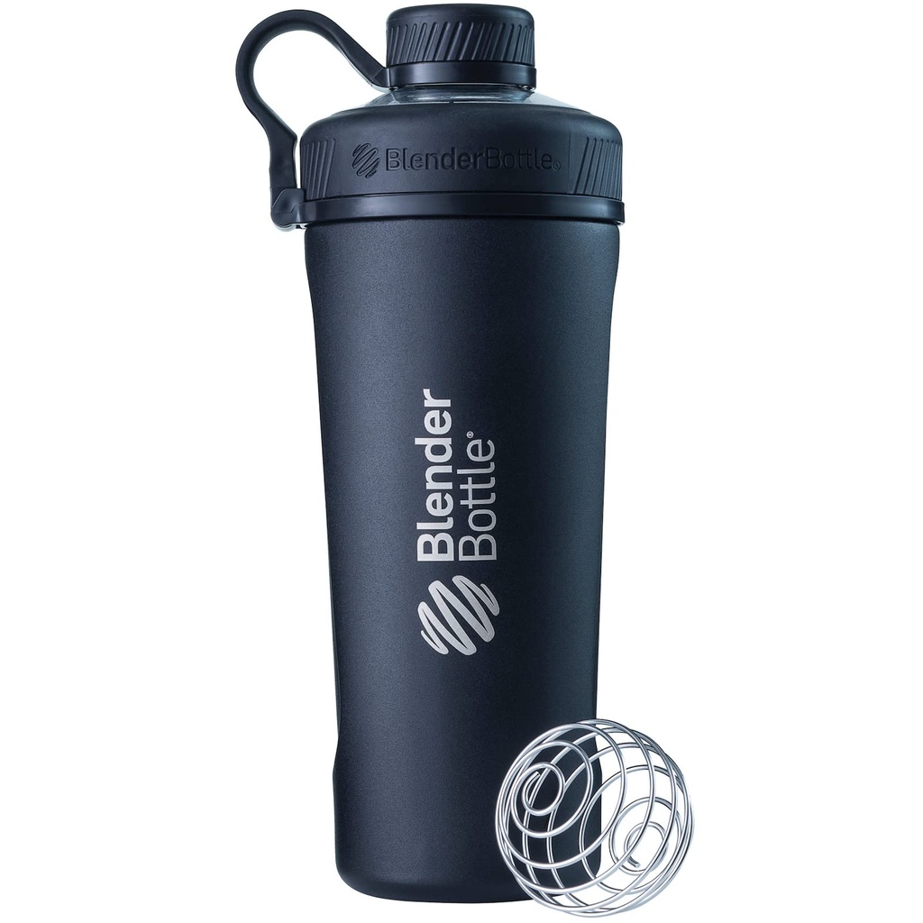 BlenderBottle Radian Shaker Cup Izolowana butelka wody ze stali nierdzewnej z drutu Whisk, 26- Ounce, Matte Black