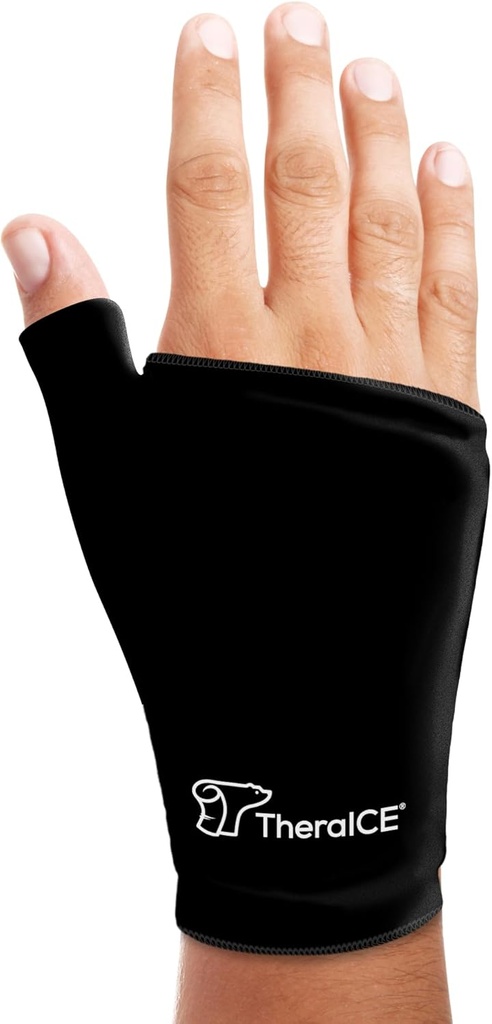 TheraICE Pack Ice Pack Zawinąć klamra Brace for Each Hand for Hot & Cold Therapy - wielokrotnego użytku Miękki żel Rękawica dla urazów, nadgarstek Tunel, Zapalenie stawów, De Quervain Tenosynovitis - Fits Most Men - L / XL