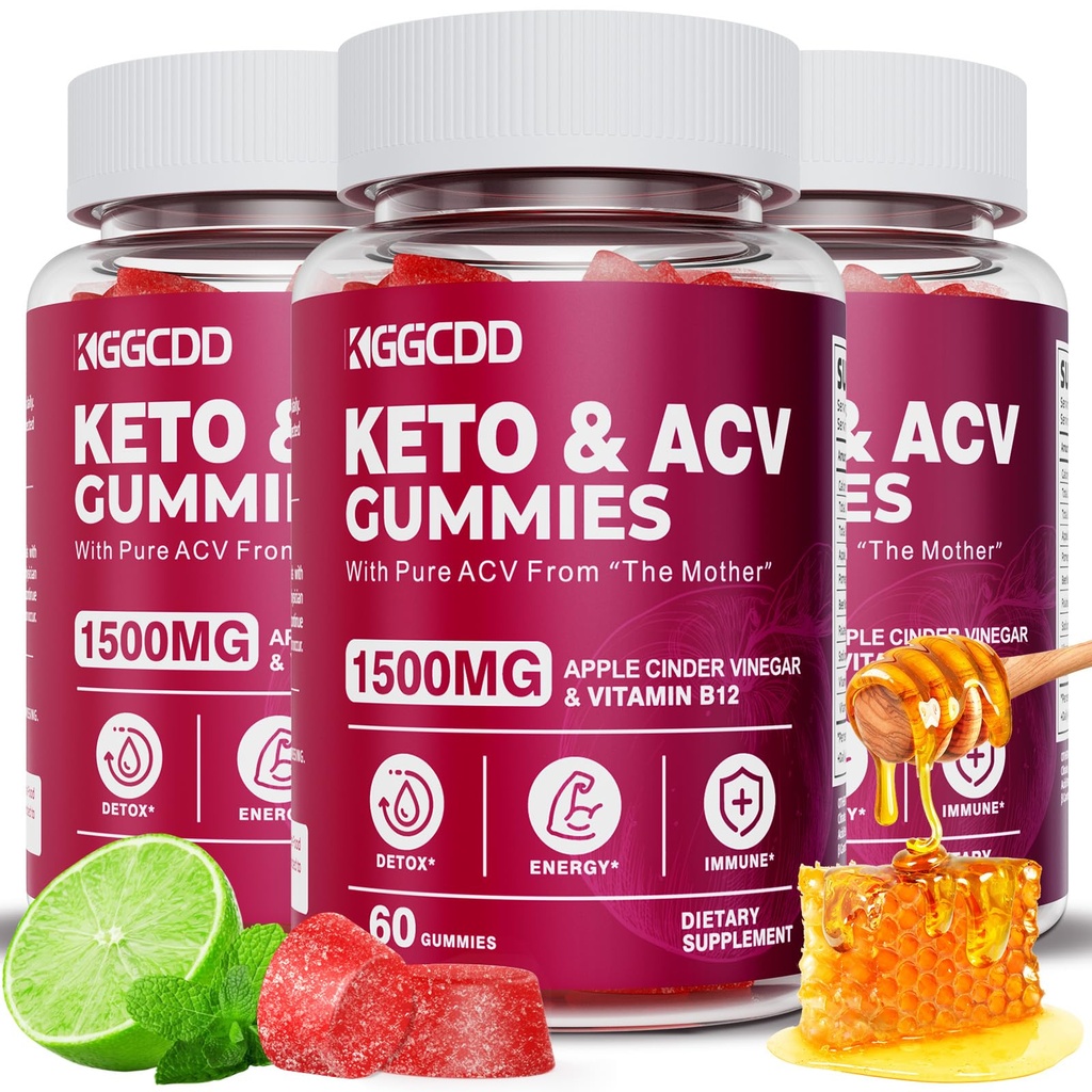 (3 opakowania) Keto ACV Gummies Ekstremalne 1500MG Keto Gummies Jabłko Cydr Ocet dodany z Pomegranat Sok buraczany proszek B12 Wegan Non GMO 180 Gummys