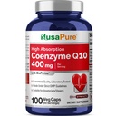 NusaPure CoQ10 400mg 100 Veggie Caps (Vegan, Non-GMO) Koenzym Suplement Q10, Przeciwutleniacz COQ- 10 Enzym, Coq 10