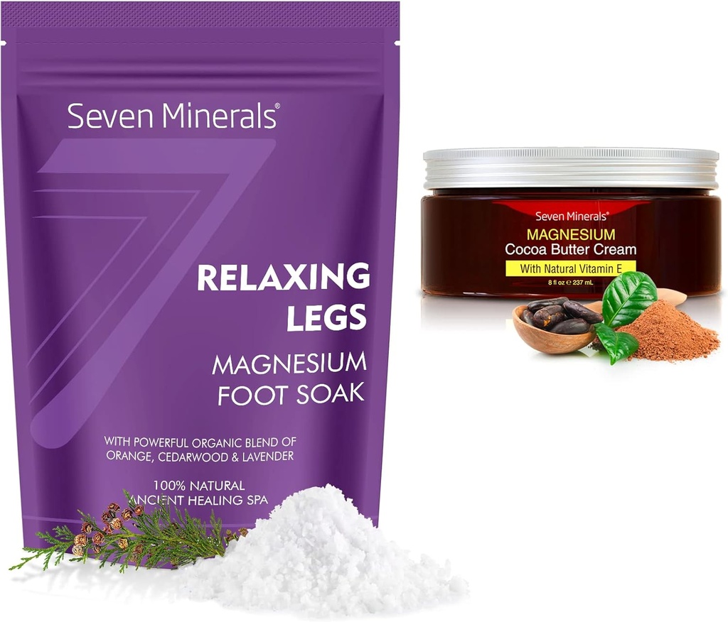 Siedem minerałów relaks nogi płatki magnezu & krem naturalny