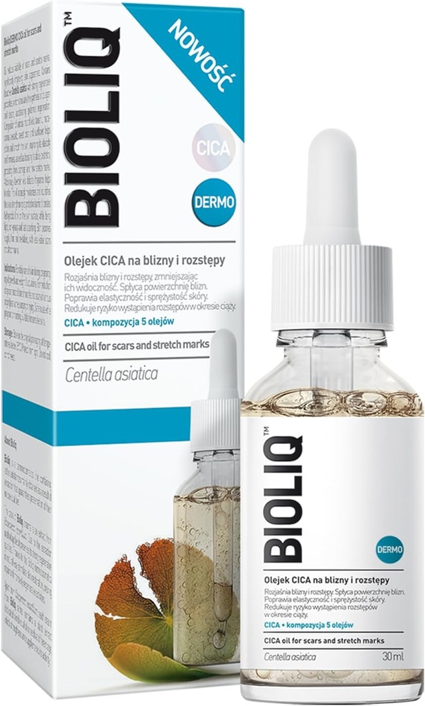 Bioliq - Dermo CICA Olej do blizn i rozstępów - zmniejsza widoczność, zwiększa elastyczność podczas ciąży, 5 Olejów - 30ml
