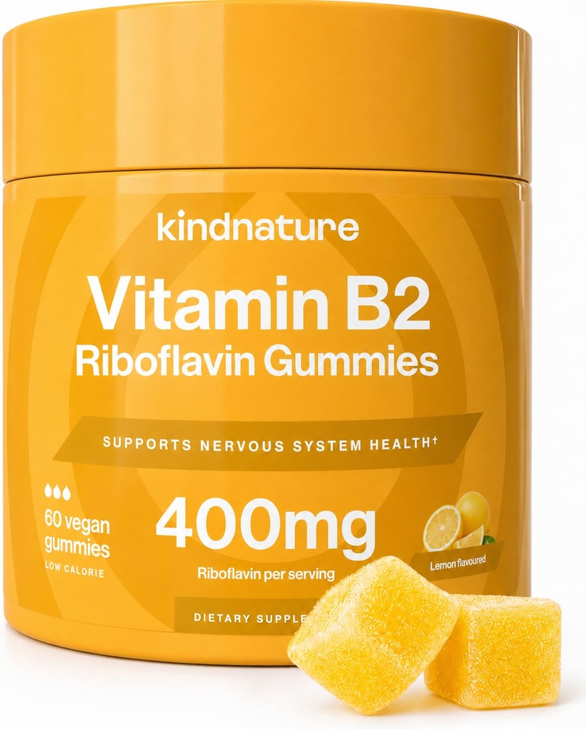 witamina B2 Gummie - Riboflavin 400mg Suplement dla dzieci i dorosłych - Non-GMO, Soy & Gluten- Free, Gummie do żucia wegańskie (30 Day Supply)