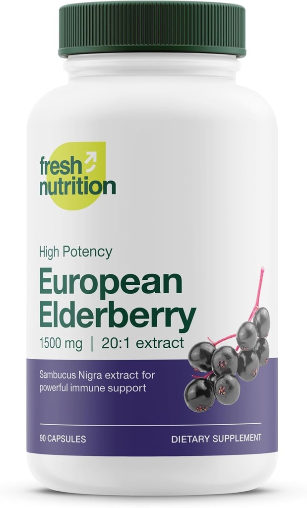 Elderberry Immune Support - Najsilniejsze DNA zweryfikowane 1800mg Sambucus Black Elderberry - Łatwe połykanie Elderberry kapsułki - Potężny booster - Gluten Free, Soy Free, Nie GMO, Vegan Safe