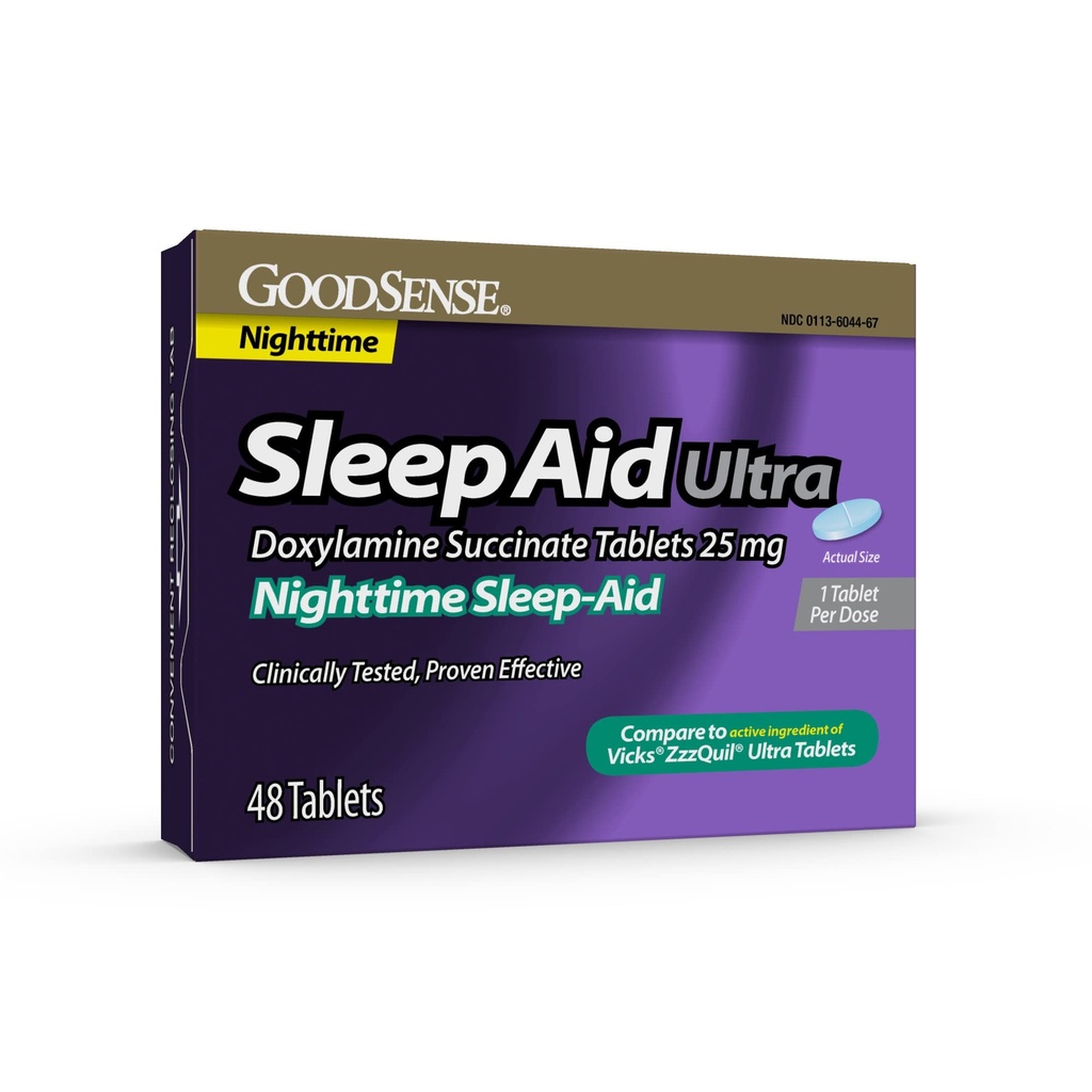 GoodSense Nighttime Sleep- Pomoc Ultra Tablets, Doksylamina Sukcynat 25 mg, 48 Hrabia