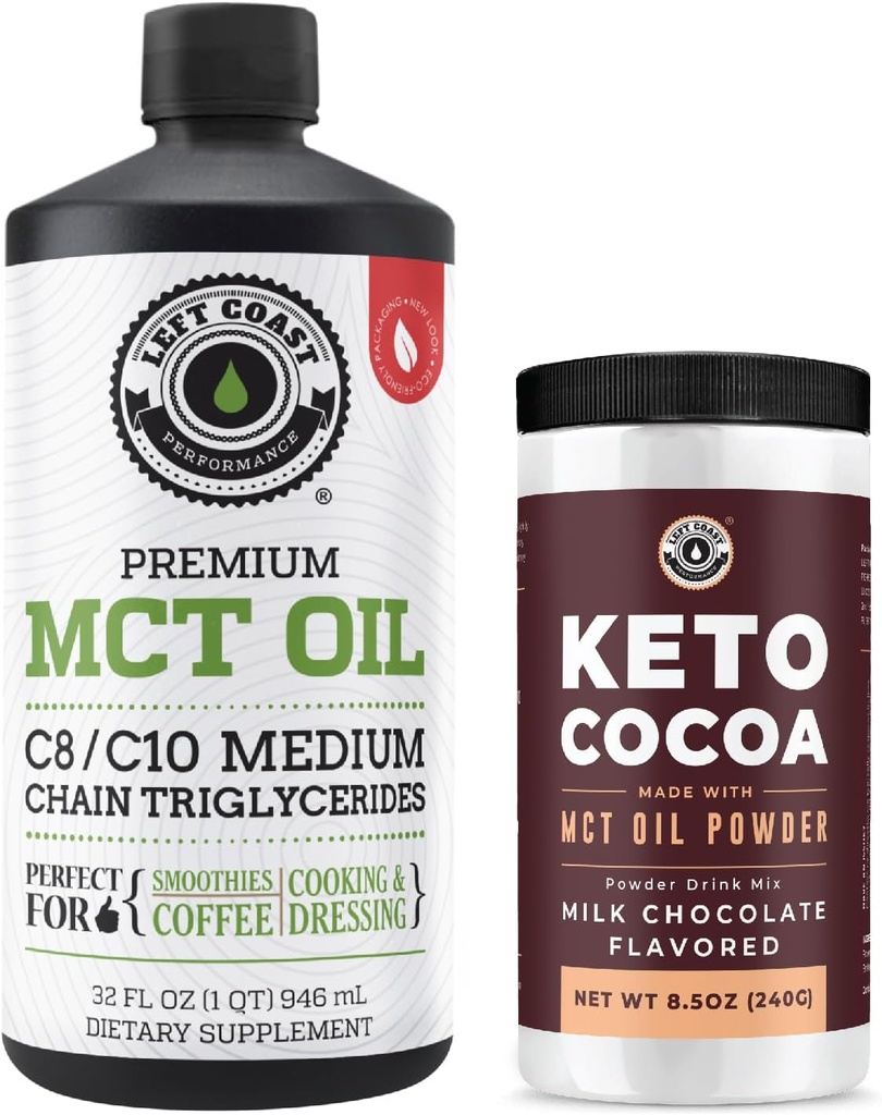 Wydajność 100% oleju kokosowego MCT, 32oz + Keto Coco Drink Mix, 8.5oz