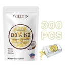 300 Pcs 2 in 1 Witamina D3 10000 iu Plus K2 (MK- 7) 200 µg, Softgele oleju kokosowego z witamin D & K, Wspiera kości, serce i zdrowie immunologiczne - Łatwe do połknięcia i nie-GMO