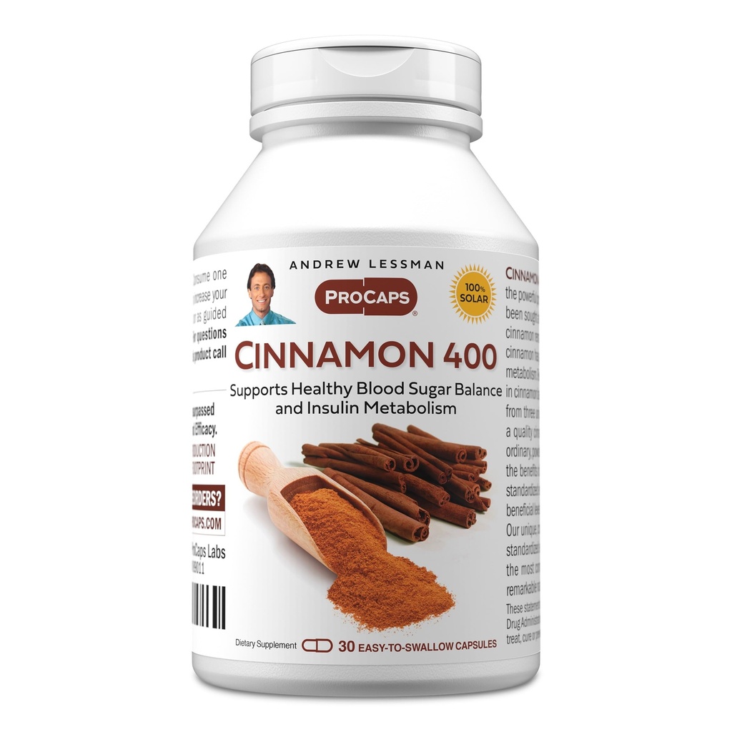 ANDREW LESSMAN Cynamon 400mg - 30 Kapsułek - Wysoka potencja, Wyciąg standardowy. Żadnych dodatków. Małe kapsułki łatwe do połknięcia